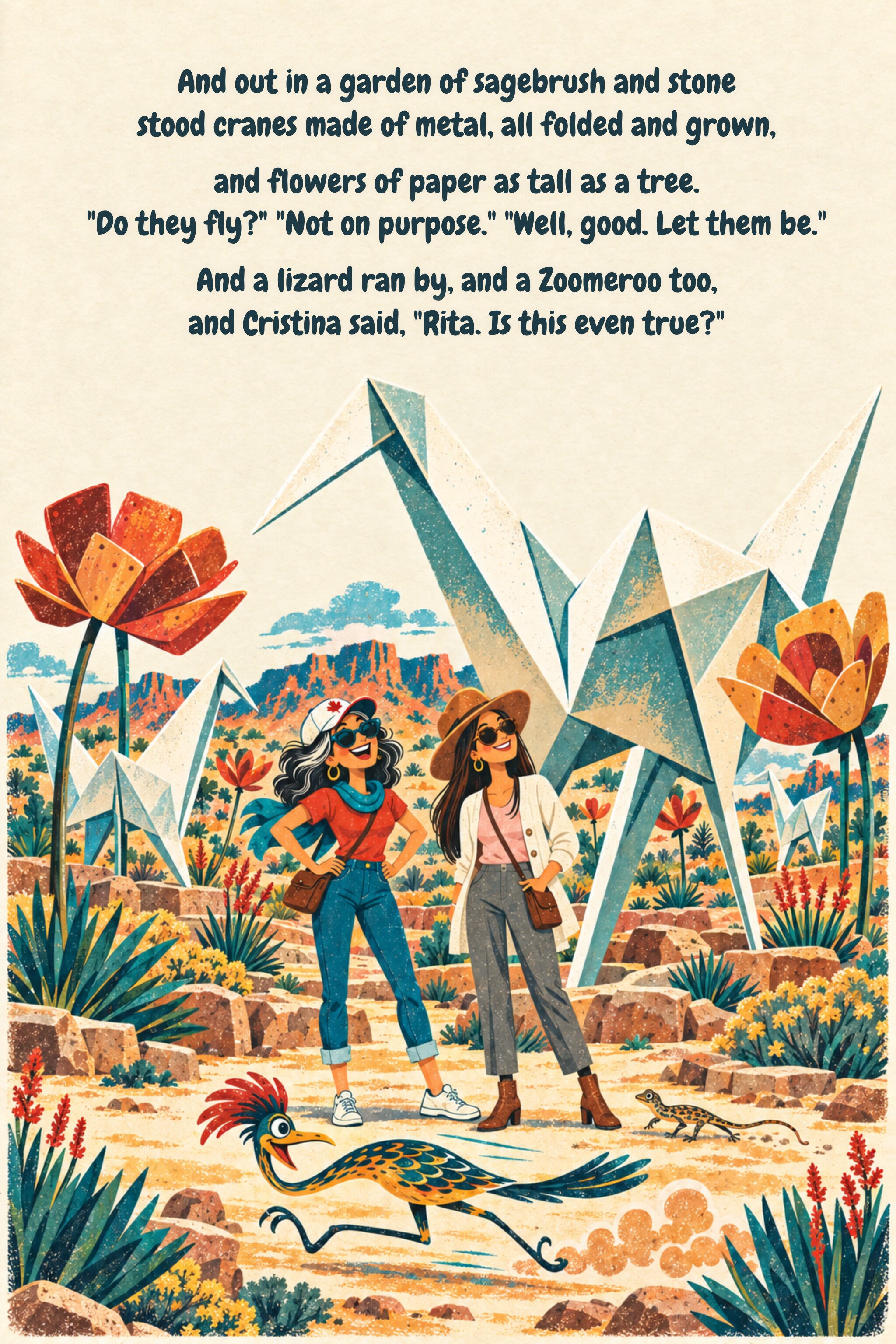 Page 8: The origami garden. Illustrated verse; full text follows.