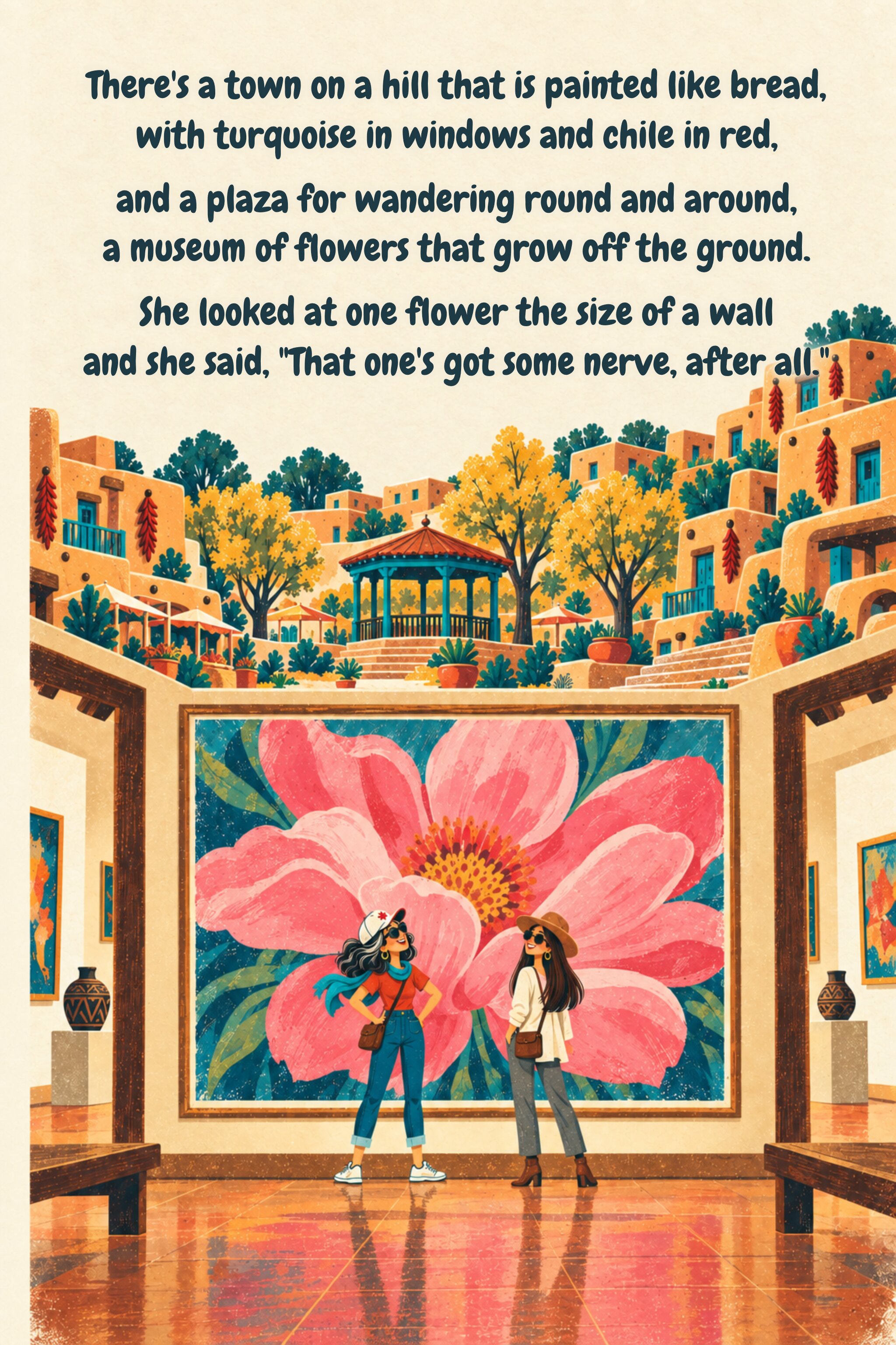 Page 9: Santa Fe. Illustrated verse; full text follows.